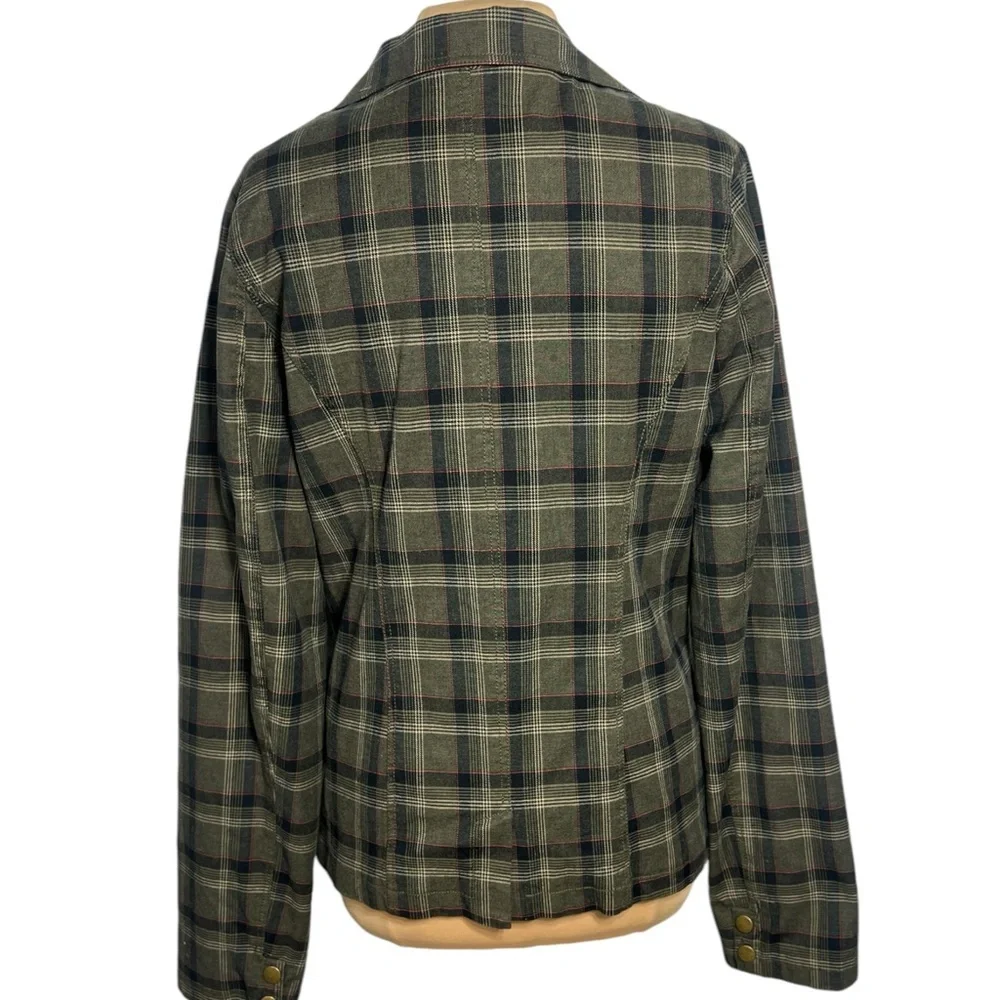 Vintage 90s Y2K Green Plaid Boyfriend Blazer Oversized Preppy Dark Academia